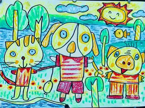 又给一年级孩子们增设一门绘画课程《七彩油画》,此课程面向一年级