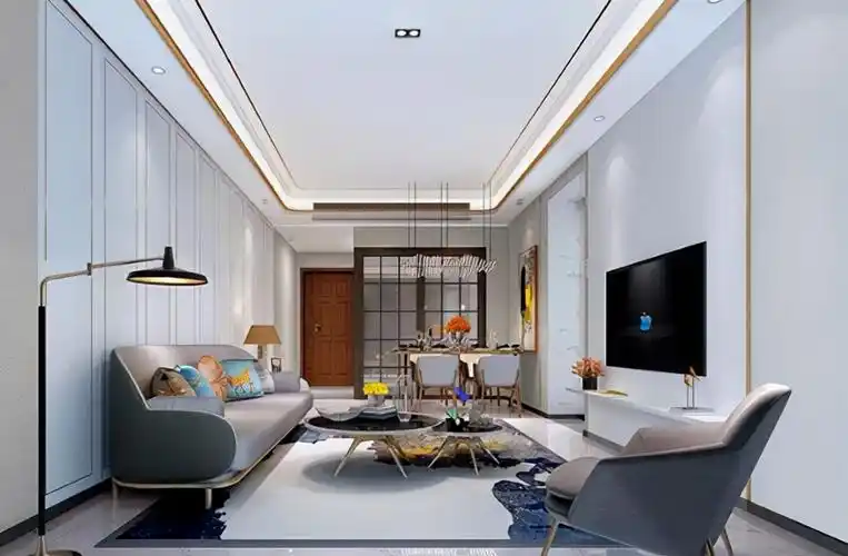 大厅吊顶装修效果图(现代简约客厅吊顶效果图)