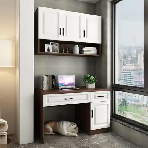 简约阳台书桌吊柜组合电脑桌办公桌写字一体定制电脑桌