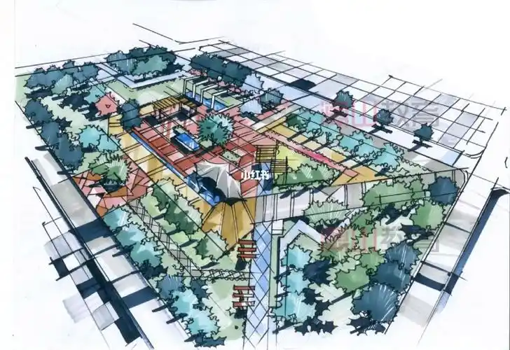 广西艺术学院风景园林快题鸟瞰图