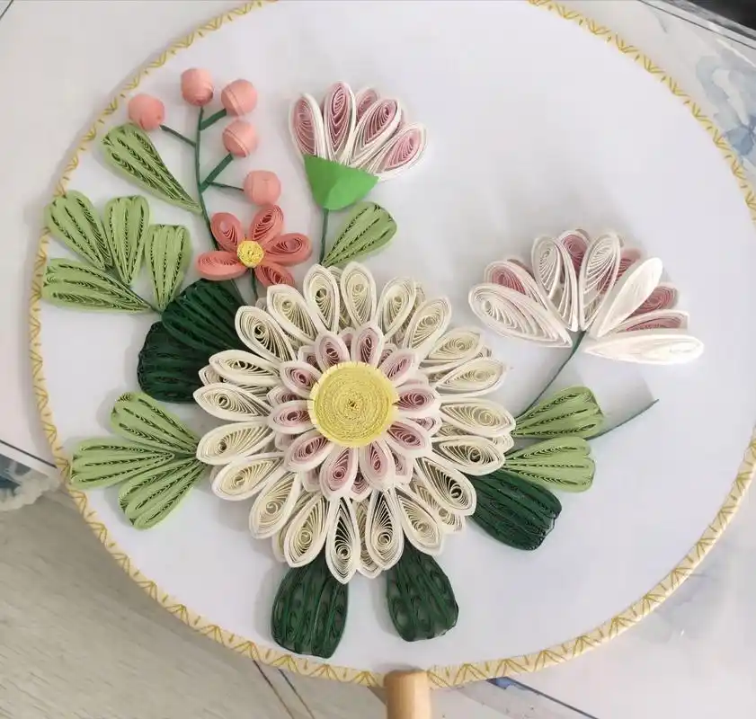 衍纸团扇 手工制作摆件