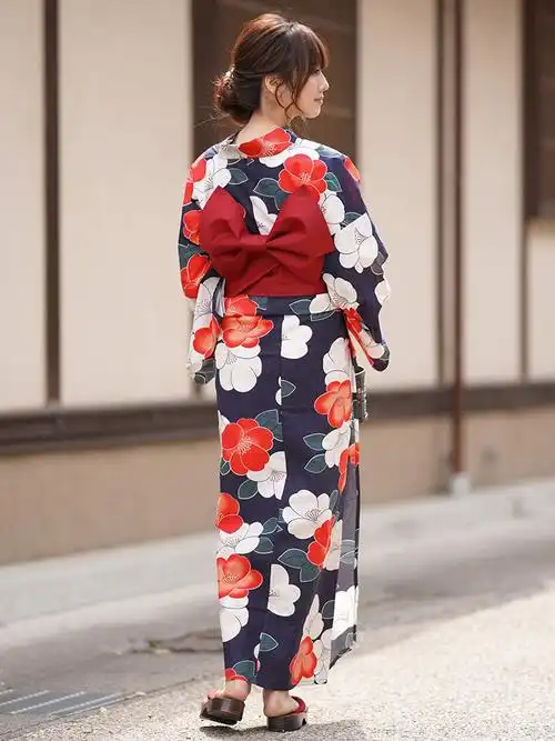 和服新款全棉日本浴衣夏季特别上镜蓝底民族服装