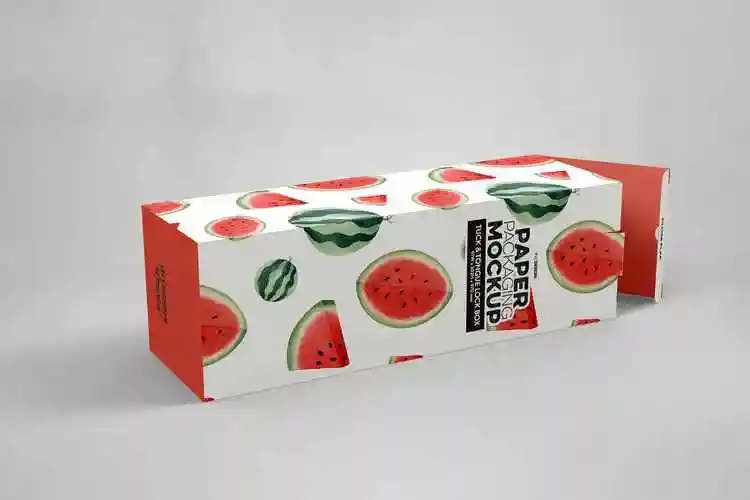 长方体产品包装盒设计效果图样机tallboxtucktonguelockmockup