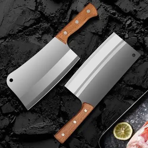 家用不锈钢菜刀木柄肉片砍骨切片刀斩切刀厨师专用刀厨具厂家批发-阿