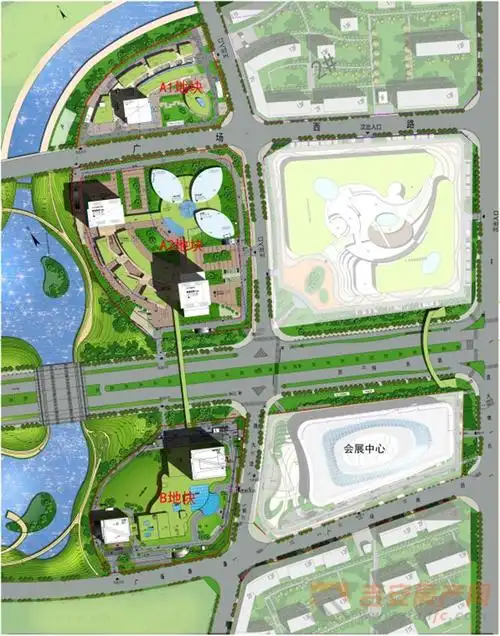 沸腾五指峰建筑群与会展中心和城市商业综合体仅一路之隔内附总平面图