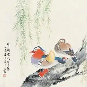 画花卉鸳鸯戏水画画画客房框客厅挂装饰荷花卧室现代壁画玄关无墙