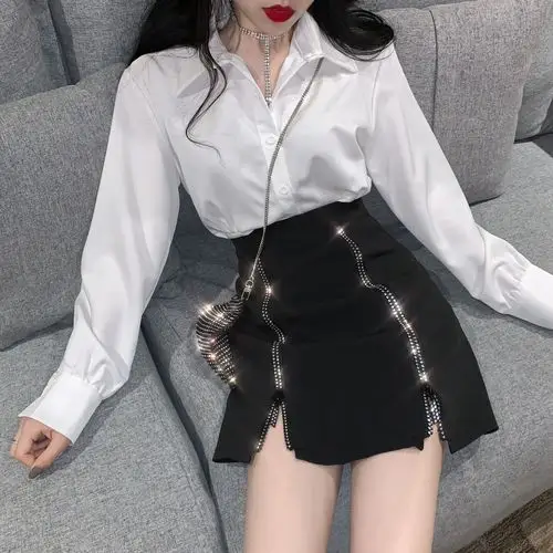 半身裙女夏季港味个性拉链气质不规则