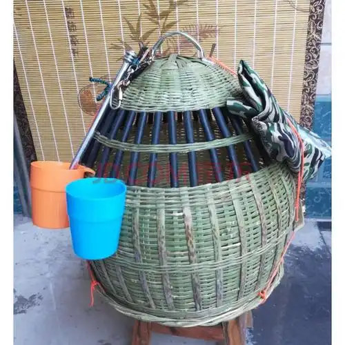 中号新品老师傅手工竹编野鸡笼子上山鸡媒笼精品升级版家养鸡笼 大