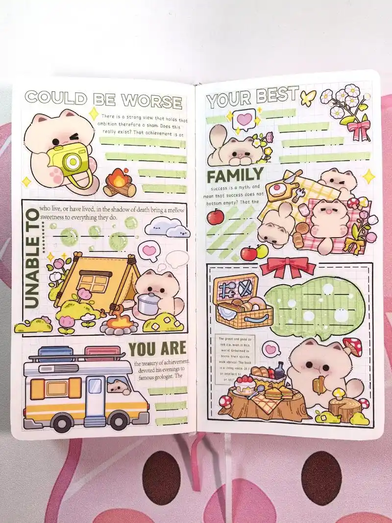 暹罗猫猫春日野营weeks手帐排版