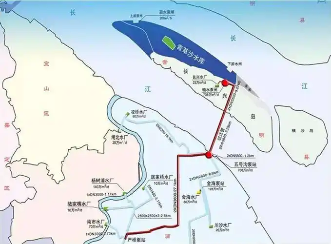 青草沙水库地图青草沙水源地外形酷似"中华鲟",设计库容5.