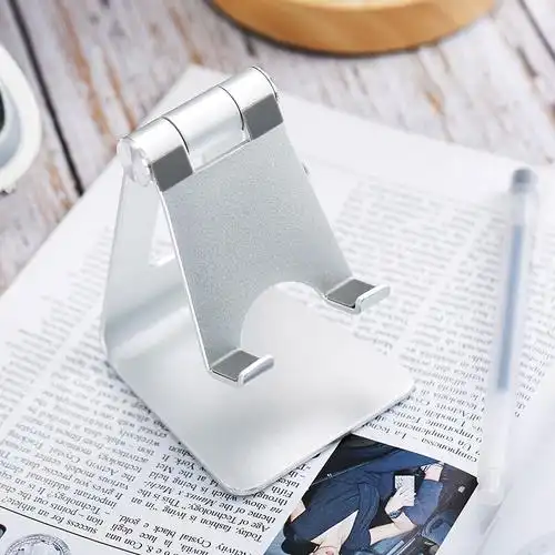 京东京造 手机架 银色 手机支架桌面单轴 手机直播支架平板支架床头