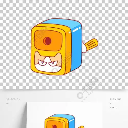 卡通手绘手摇削笔刀线条插画矢量装饰元素