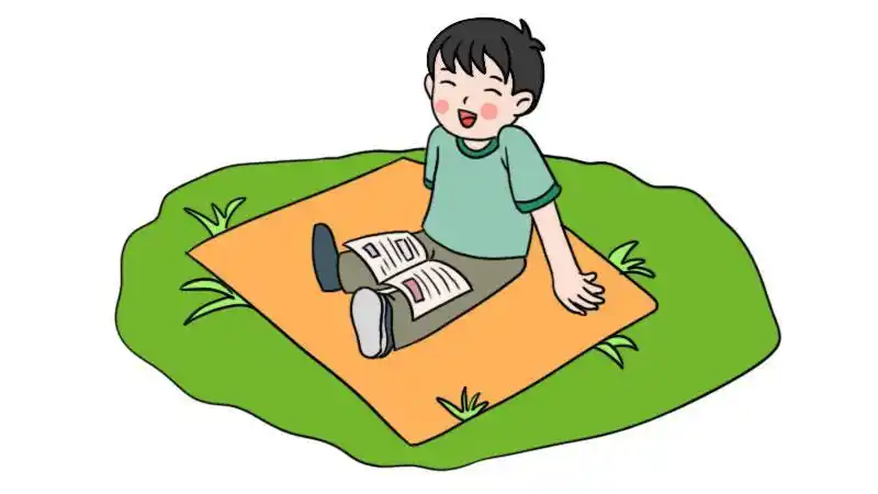 草地上玩的小朋友简笔画