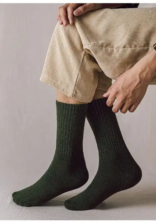 袜子男生冬天穿的加厚款加绒保暖暖脚东北真羊毛正宗加长款羊毛袜子男