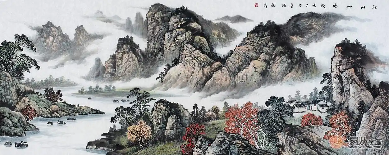 美协画家赵洪霞最新山水画《江山如画》此画是赵洪霞老师的山水画作品