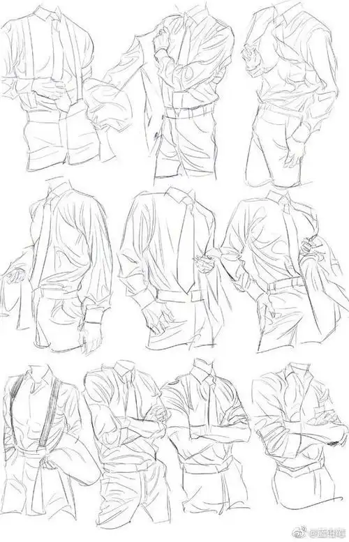 西装,线稿,素材,衬衫,参考图