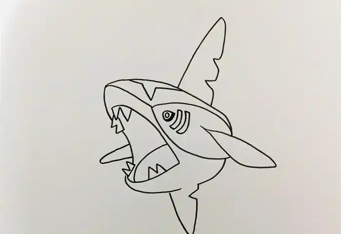 大白鲨简笔画饥饿鲨里的虎鲨简笔画饥饿鲨巨齿鲨简笔画第1页饥饿鲨