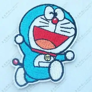 机器猫卡通图案绣章绣标背胶烫贴布贴刺绣臂章袖章可定做图案