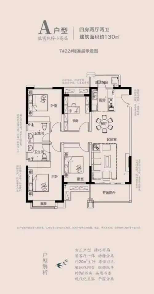 长沙荣盛城4室2厅2卫户型图-长沙楼盘网