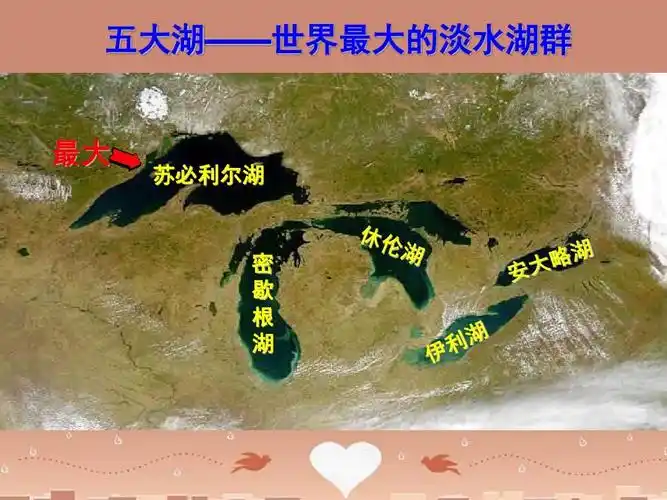 五大湖——世界最大的淡水湖群 最大 苏必利尔湖 密 歇 根 湖