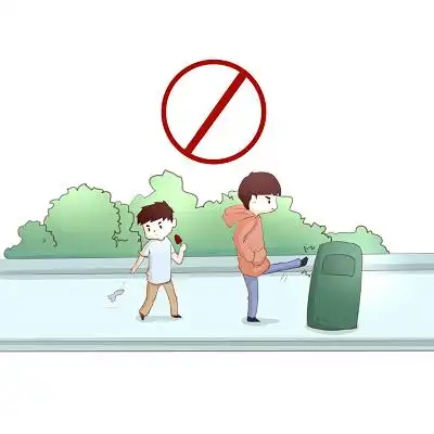 手绘卡通爱护公物人物素材