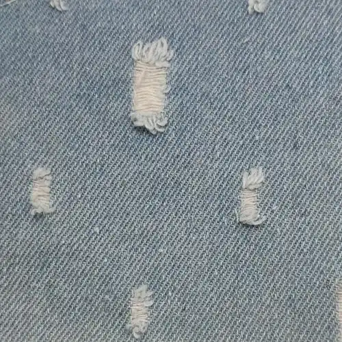 牛仔面料 10*10斜纹钩花破洞牛仔 10oz 外套面料 箱包鞋材需定做