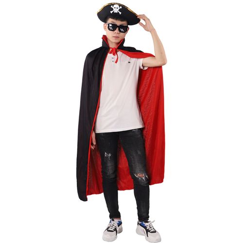 万圣节红黑海盗死神斗篷披风魔鬼海盗成人儿童舞会演出服派对服饰