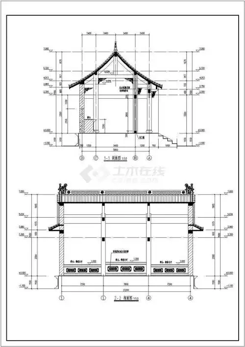 某小型单层寺庙古建筑施工图