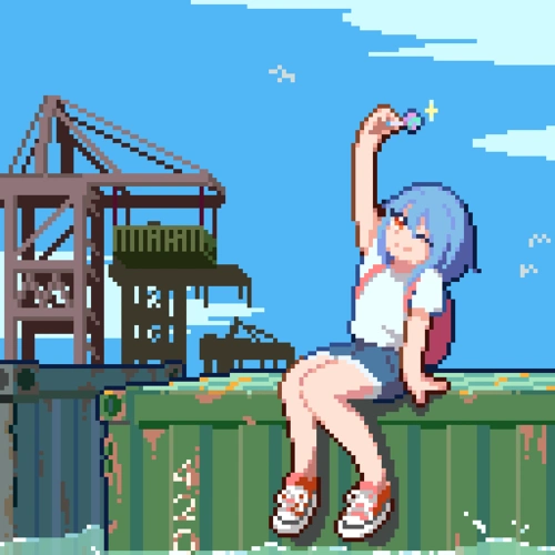 像素画看糖果的女孩