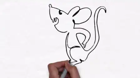 一笔画老鼠, 简笔画, 手绘动画