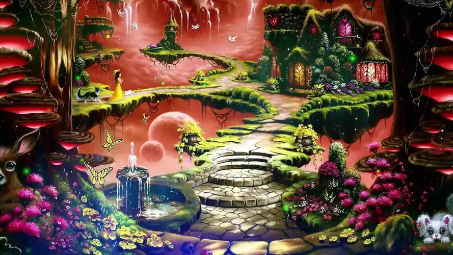 4k唯美梦幻粒子童话森林童话世界