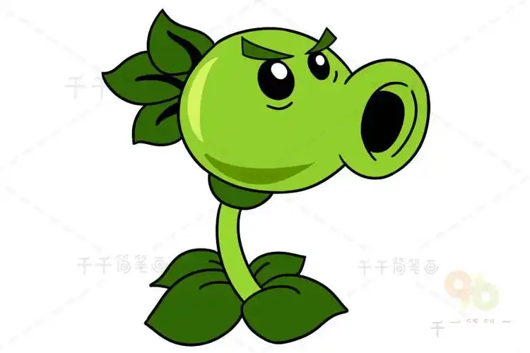 植物大战僵尸 豌豆射手简笔画 亲子绘画