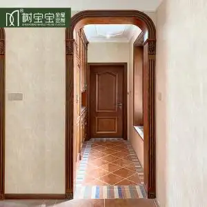欧式弧形垭口造型双包套拱形门框中式雕花过道门装饰客厅玄关门套
