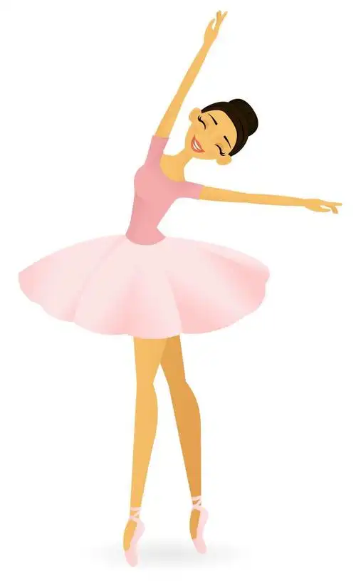 隔离的芭蕾舞舞者矢量插图