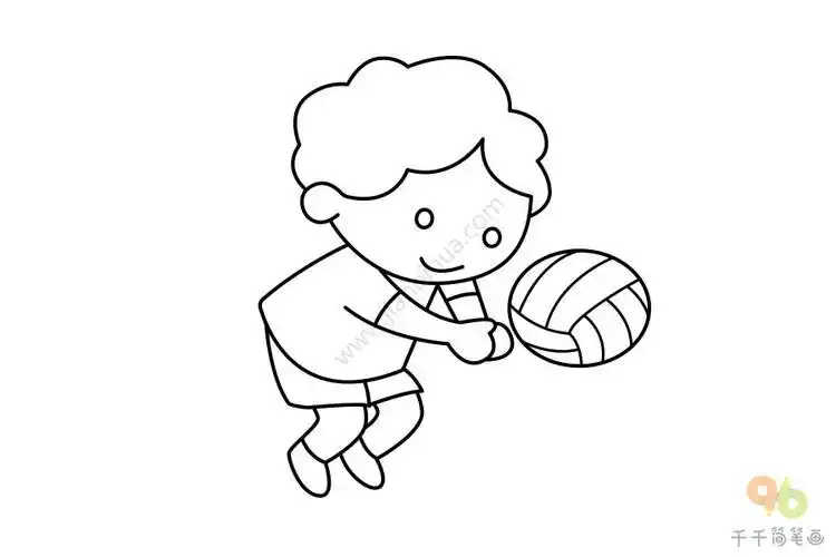 人在打排球的简笔画