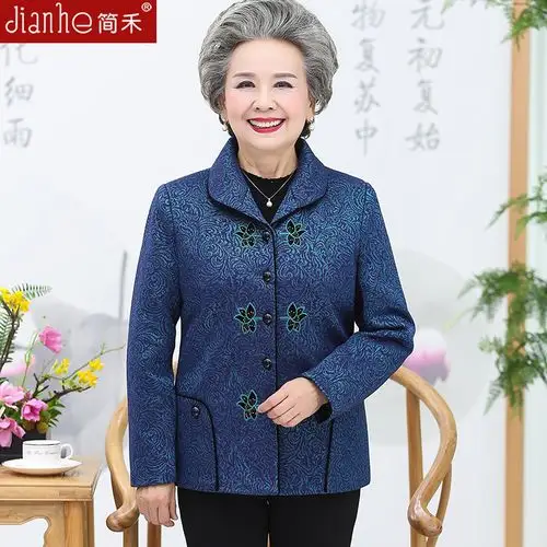 中老年人外套女妈妈装秋装上衣新款奶奶装春季衣服60-70-80岁外套