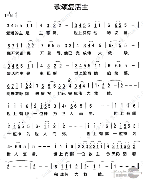 歌颂复活主(简谱)_天韵诗歌_基督教歌谱大全