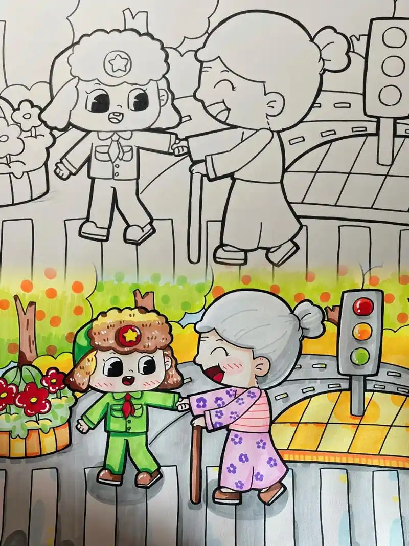 主题画/雷锋精神 学习雷锋～好榜样～ 临摹