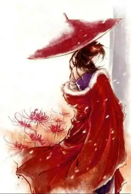 水彩画人物古风背影下雨 手绘古风唯美撑伞女子背影线稿