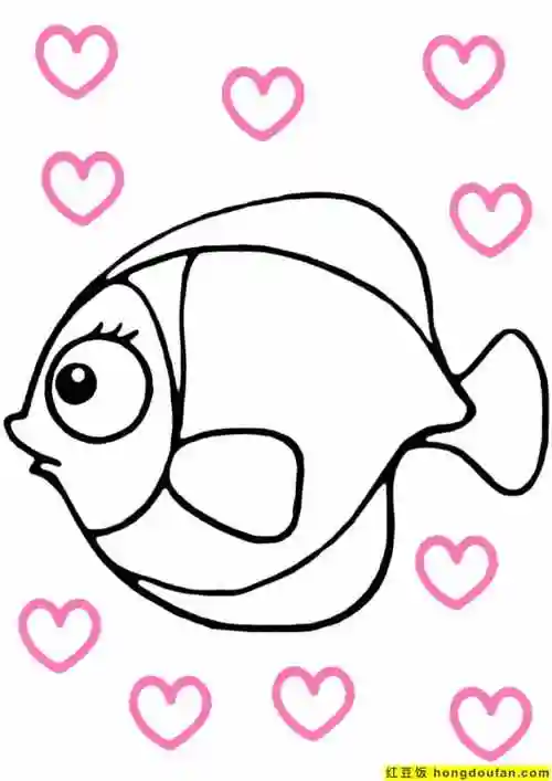 11张小丑鱼金鱼幼儿卡通小鱼简笔画-红豆饭小学生简笔画大全