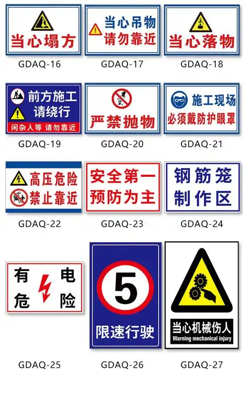 施工现场工地安全标识牌建筑工地警示牌消防安全生产标示标语牌全套