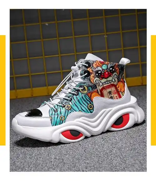 策霸原创潮牌高帮鞋子男2020新款春季网红个性国潮时尚百搭男鞋嘻哈鞋