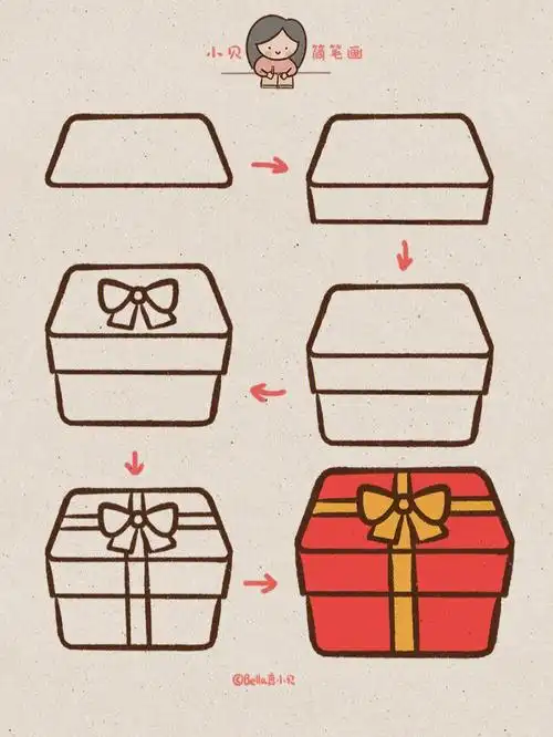 小贝简笔画礼物礼盒