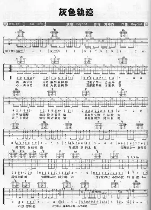 灰色轨迹吉他谱
