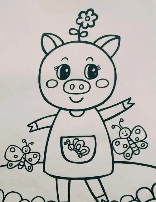 猪简笔画怎么画,动物简笔画绘画教程,猪简笔画大全,简笔画猪
