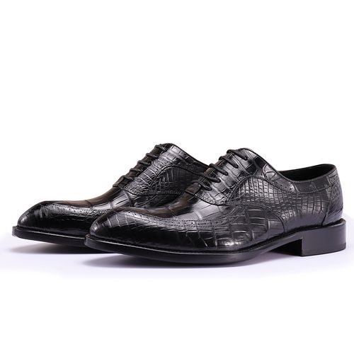 鳄鱼皮皮鞋男商务正装真皮手工鞋时尚商务休闲秋冬透气男鞋子男士