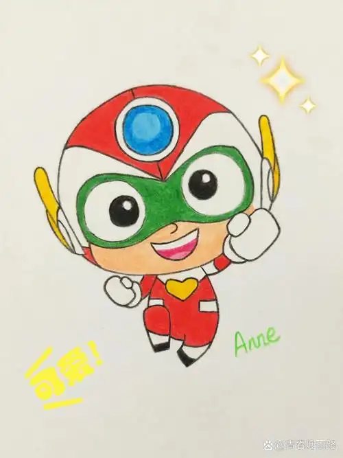 简笔画开心超人#卡通动画片人物#彩铅画