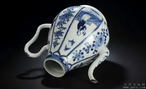 光绪外销瓷青花八面开光大执壶