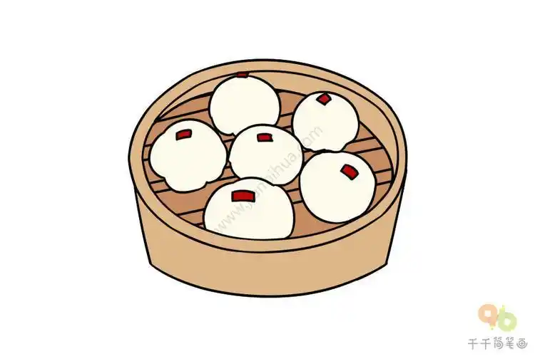 烧麦简笔画彩色