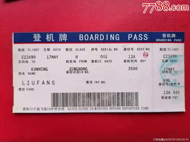 登机牌一一中国南方航空(沈阳桃仙国际机场)_飞机/航空票_图片价格